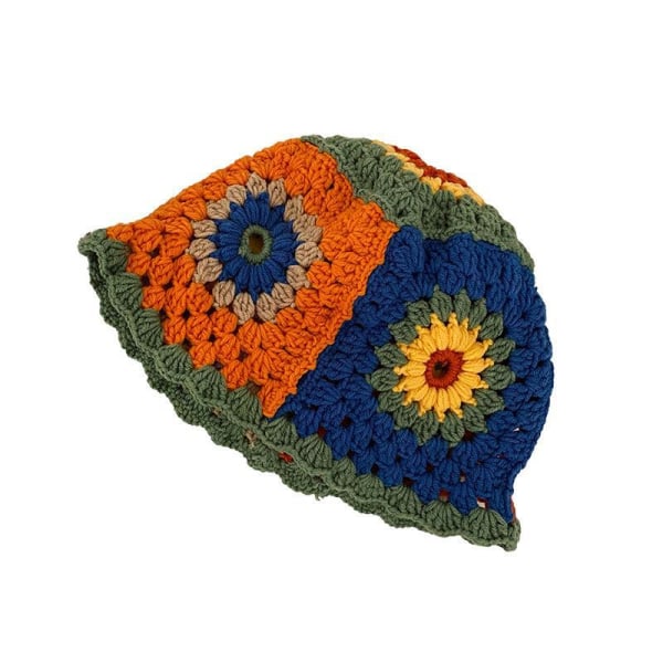 2 st Kvinnors Blommiga Stickade Hinkhattar Mössor Handgjorda Virkade Mössor Cloche Stickad Mössa