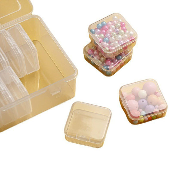 Liten pärl-organisator, flerdelad plastförvaringslåda, minitransparent pärl-organisator, transparent låda med gångjärnslock och rektangulär transparent hantverksmaterial B