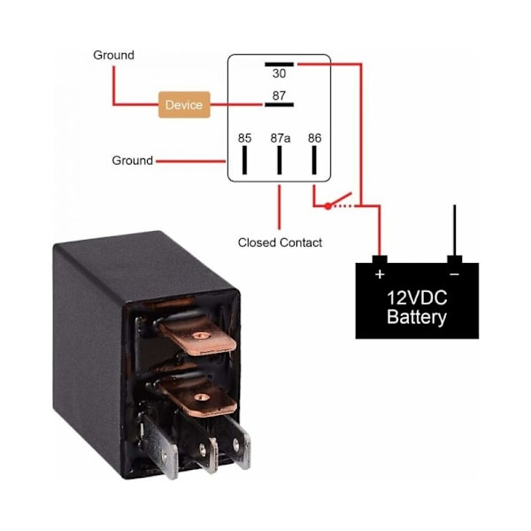 Relä med 5 stift 12V 30A, SPDT mångsidigt relä, robust standard 5-stifts standard 12VDC, 5-rums bilrelä