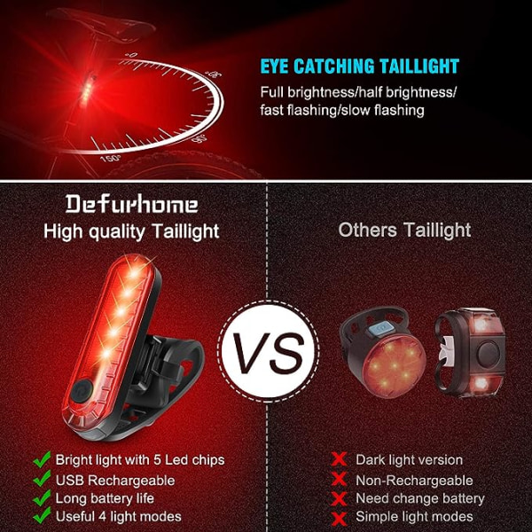 2 pakker LED baglygter til cykler, ultra lyse USB genopladelige baglygter til cykler, vandtætte baglygter til cykler, sikkerhedsadvarselslys til cykler