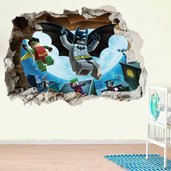 3D tredimensionell väggdekal Batman barnrum förskola dekoration väggdekoration målning
