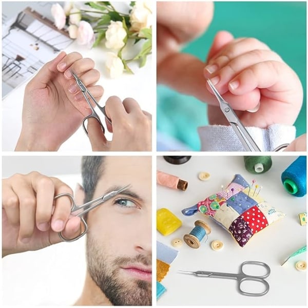 Professionella nagelsaxar, nagelsaxar, ögonbrynssaxar, rostfritt stål böjd blad manikyr pedikyr skönhetsvård för naglar, ögonfransar