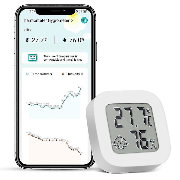 Termometer-hygrometer-monitor med smart-app