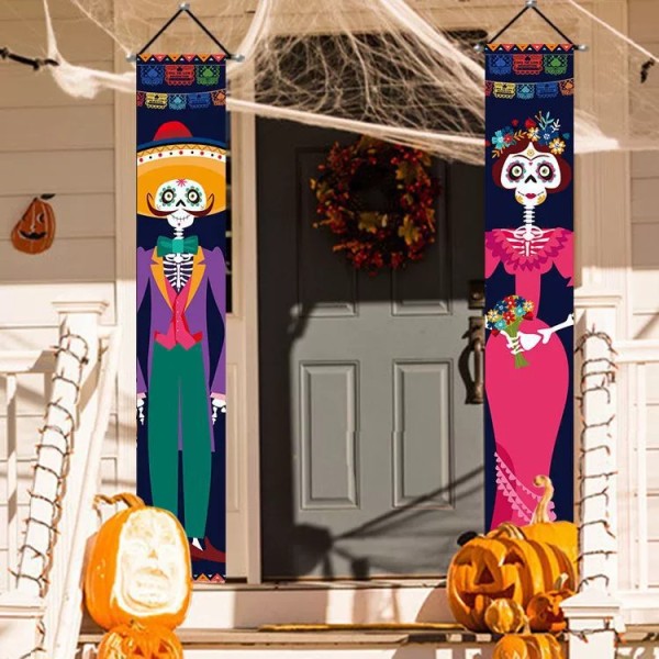 Dag de los Muertos Veranda Bord Banner Halloween Kostume Brusebad Fødselsdagsfest Tilbehør Dekoration Flag Velkommen Hængende Hjem Væg Dekoration