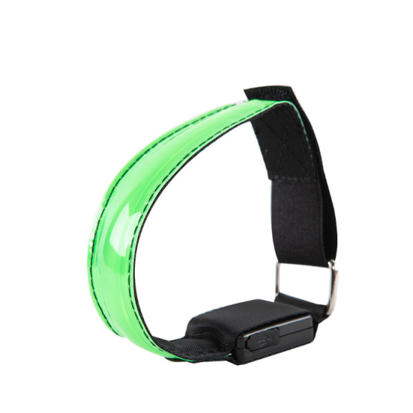 Grøn LED genopladeligt lysende armbånd, USB reflekterende tape Anti