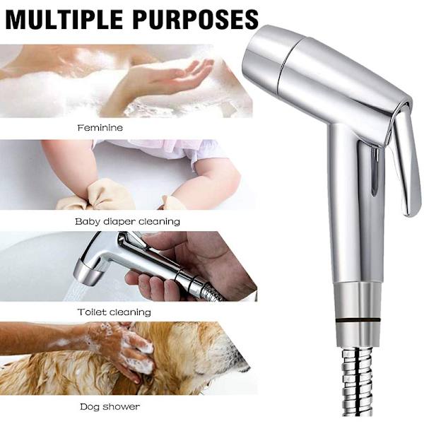 ABS Dubbelfunktion Toalettkompis Badrum Toalett Hög Boost Rengöring Spolning Handhållen Gynecleaner Gun Set