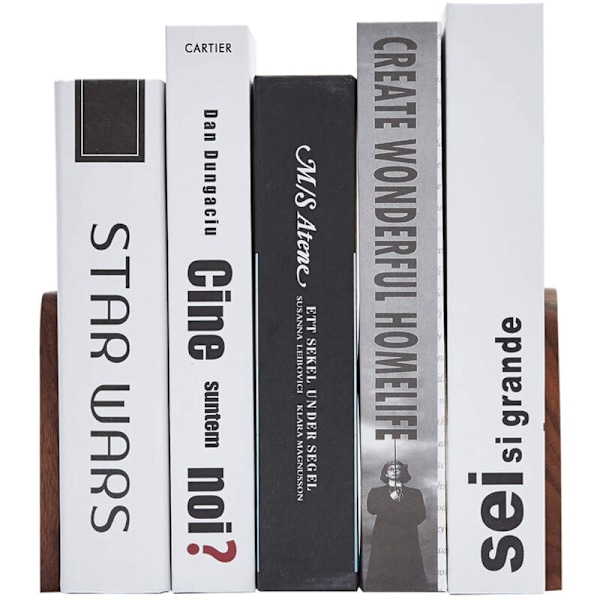 Puinen kirjatuki, 1 pari Bureau Book Support -kirjatukia saksalaista liukuesteistä pyökkiä (Buche-A), neliönmuotoinen musta mustassa saksanpähkinässä
