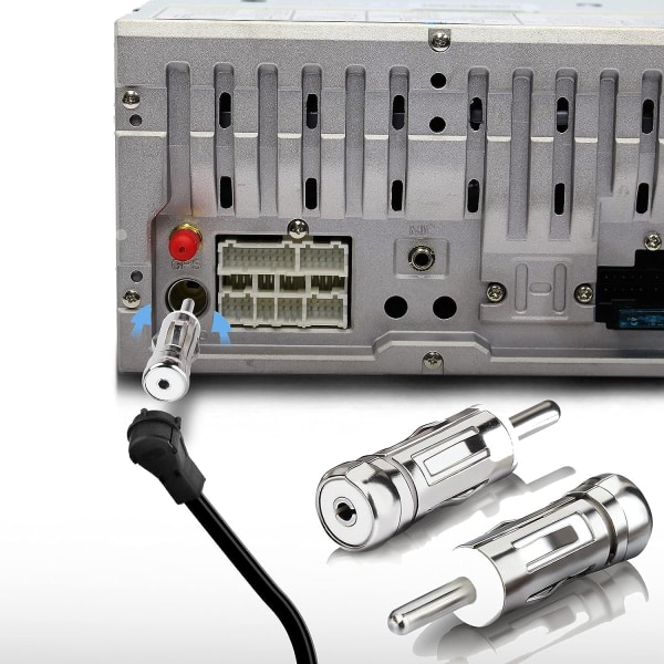 (2-pakning) Bilantenneadapter, universell bilstereoadapter, ISO-kontakt til DIN-pluggkontakt, for bilstereo radiohovedenhet stereomottakere