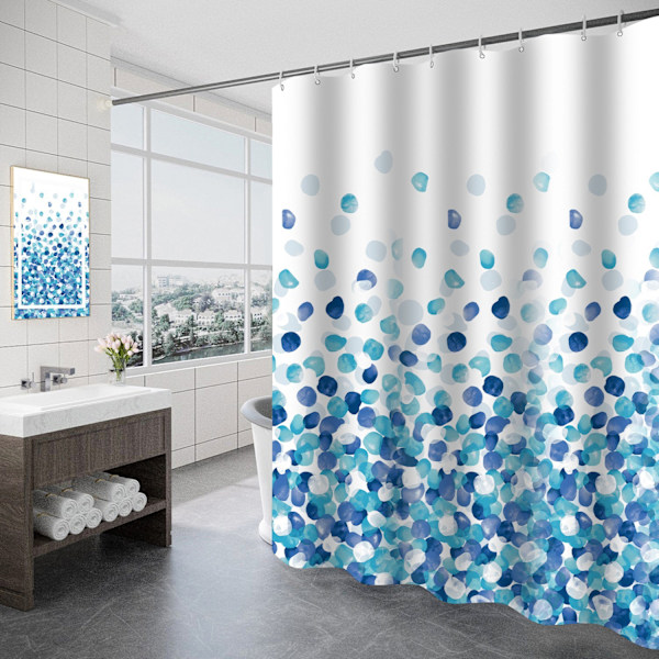 Bruseforhæng, Bruseforhæng 180x200cm, Maskinvaskbart Polyester Bruseforhæng med Vægtede Bundkant og Kroge, Badeforhæng til Badeværelse,
