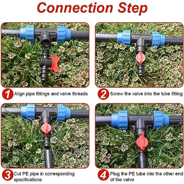 12 PCS Slange Hagekran, Slange Irrigasjonsventil 16*16mm Plastmontering Avstengningsventil for Utendørs Hage Vannventilkontroll (Svart+Rød)