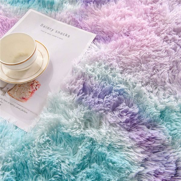 Mjuk fluffig matta för pojkar flickor sovrum plantskola sovsal vardagsrum, Tie Dye fluffig sängmatta färgglad abstrakt inomhus plysch plysch golvmatta (2x3
