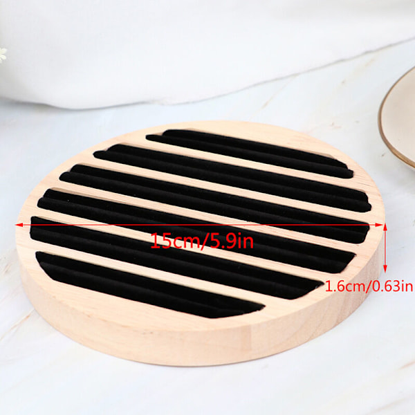 Træ smykke præsentationsbakke, 6 rum Ring Ørering Display Støtte Opbevaring i Sort Læder Indsats Bijoux Bijoux Organizer Detalje salg af dis