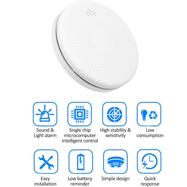 Savukaasu- ja WiFi 2-in-1 -häkävaroitin savu- ja hiilimonoksidihälyttimellä, valo- ja ääni-indikaattorilla, älykäs savu-/paristovaroitin kotiin, sänkyyn