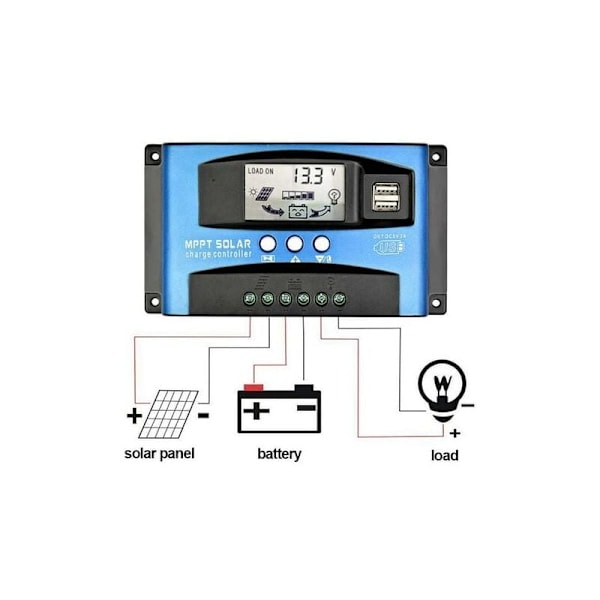MPPT 40A Solar Charge Controller, 12V 24V USB Solpanel Batteri Controller Intelligent Batteri Regulator med LCD Display (40A)