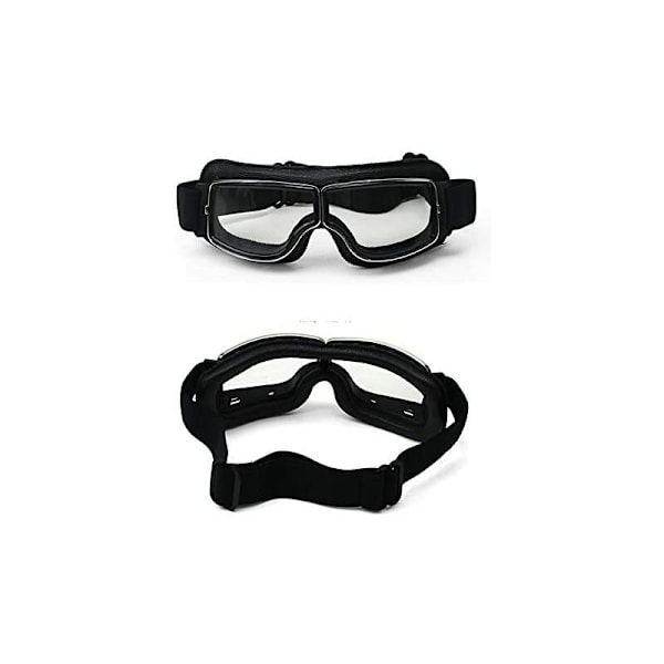 Motorcykel og Jet Goggles Briller Motorcykel Briller 18x8cm (Sort Ramme + Klart Objektiv)