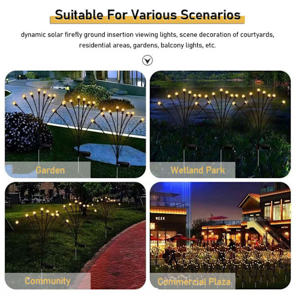 4-pack solcellslampor för utomhusbruk, vattentäta, med solcellslampor för trädgårdsstigar, landskap och utomhusdekoration (4-pack 8 LED)