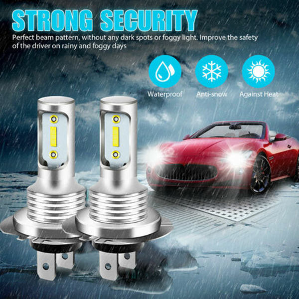 4 kpl 1860 H7 80W suuren tehon LED-sumuvalaisinlamppu Auton ajovalopolttimo 6000K Valkoinen valo，HANBING
