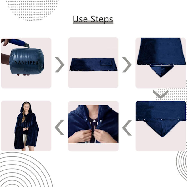 Vinter Hjemme Bærbar Tæppe, Ekstra Stor Hætte Tæppe, Blødt Plys Tæppe, Varmt Plys Mikrofiber