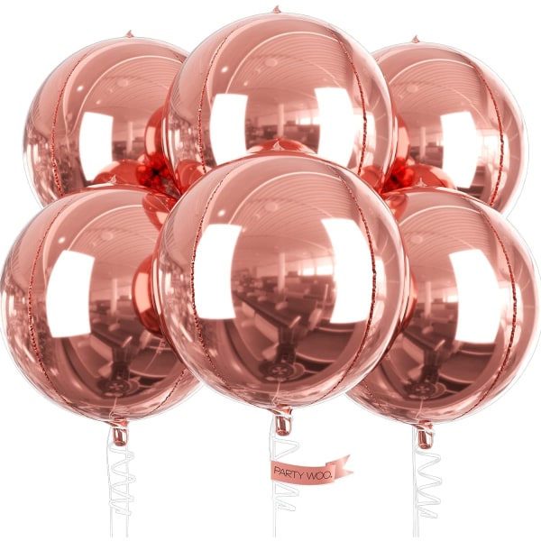 Roséguld Ballonger, 6 st Roséguld Födelsedag Dekorationer, Jätte 18 Tum 4D Folieballonger, Stora Mylar Ballonger för Möhippa