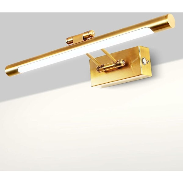 8W dimbar innendørs vegglampe, LED-baderomsspeil vegglampe med svingbart hode leselys, 3000K for bilder og lysarmaturer (messing 640LM, 40