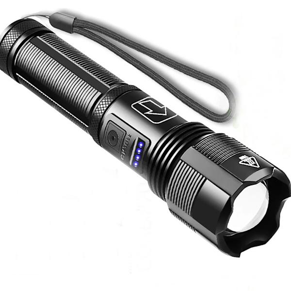 XHP50 starkt ljus utomhus självförsvar aluminiumlegering hög effekt USB uppladdningsbar ficklampa