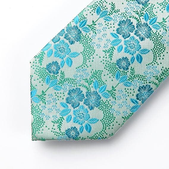 Herr Extra Lång Blommig Paisley Slips och Näsduk Set