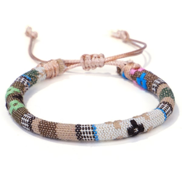 Sæt med 5 (billede farver) - Armbånd til mænd og kvinder - Boho stil - Strand og ferie tilbehør - Håndlavet - Øko-venlig bomuld, vandtæt a