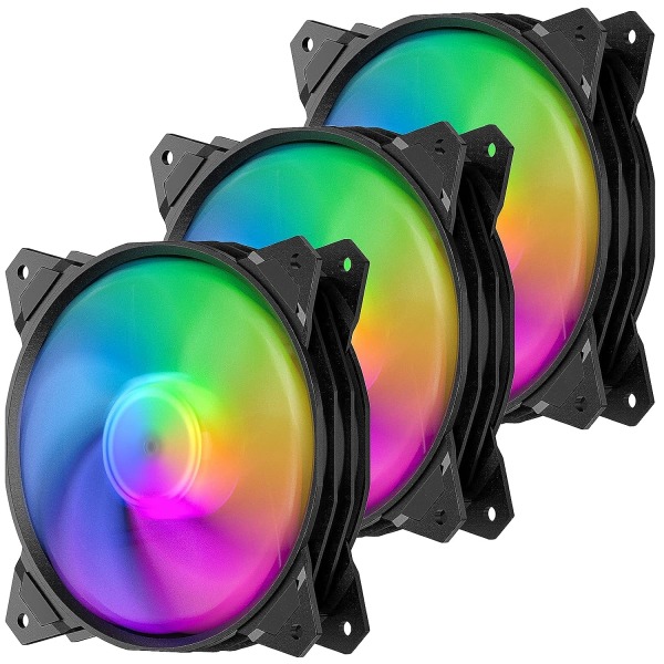 120mm 3pin LED Rainbow Ultra Quiet PC-kabinetventilator, 3-pak (PF120CF3-3)