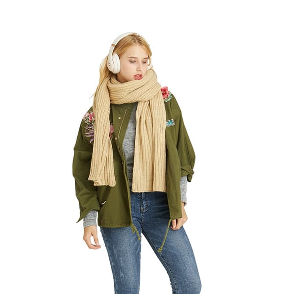 Vinterull enfärgad stickad mångsidig dekorativ halsduk (beige)