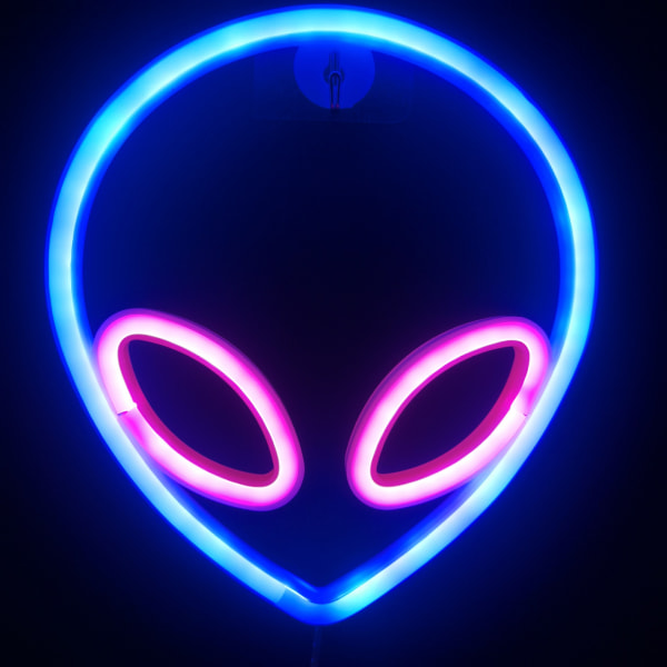 Alien Head LED Neon seinävalo, vaaleanpunainen ja sininen LED seinävalo makuuhuoneeseen, lastenhuoneeseen, hotelliin, kauppaan, ravintolaan, pelihuoneeseen, toimistoon, seinäkoriste, lahja