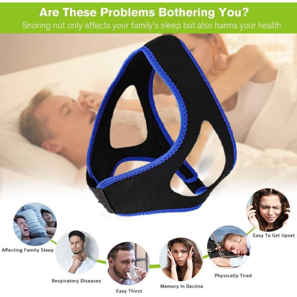 Sort-Anti Snore Chin Strap Hagerem Snorke Solution Justerbar