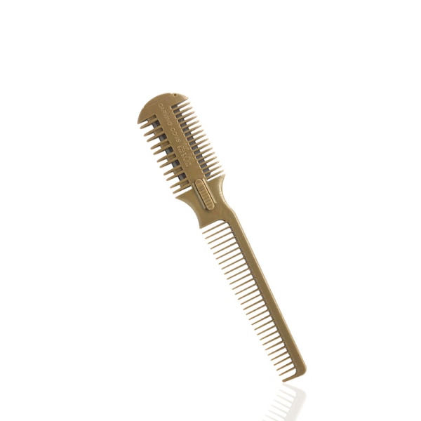 Hårklippningskam, shaper hårsax med kam, split ends hårtrimmer styler, dubbelsidiga rakblad (guld)