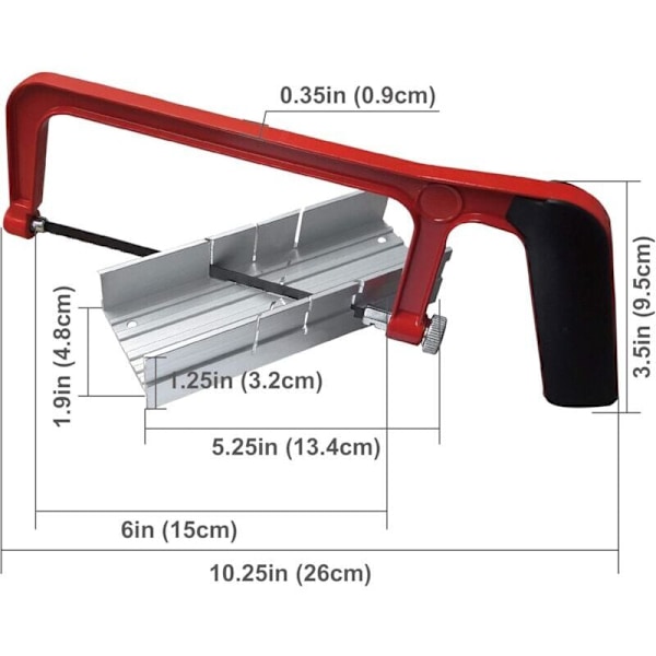 150mm Metallsåg och geringslåda set 15cm Justerbar vinkel skärande geringssågblad (Röd)