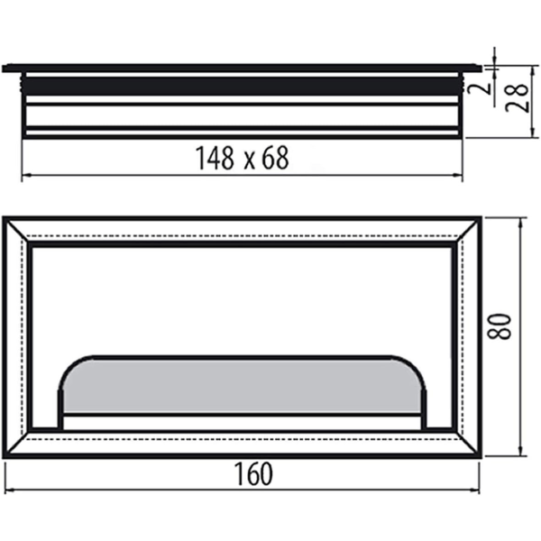 Sats med 4 fyrkantiga kabelskydd i aluminium, silveranodiserad, 80 x 160 mm, för infällnad i kontorsbord, kabelorganisatör för möbler, kabelgenomföring