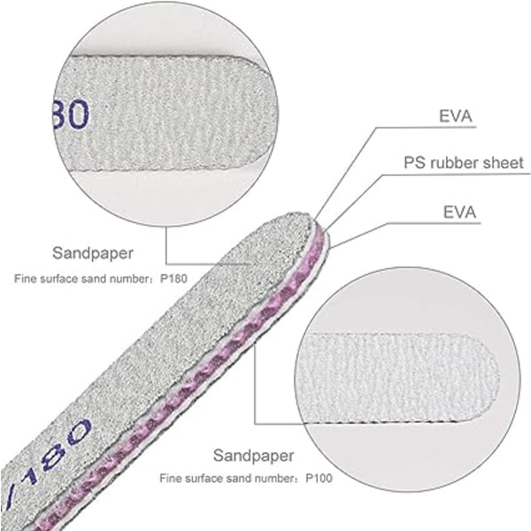 15 kpl ammattimaiset kynsiviilat, kaksisuuntainen kynsiviila, 100/180 karkeutta pestävä kaksisuuntainen hiekkapaperilauta kosmeettiseen manikyyriin, kampaamoon, lemmikkieläimille, kotiin