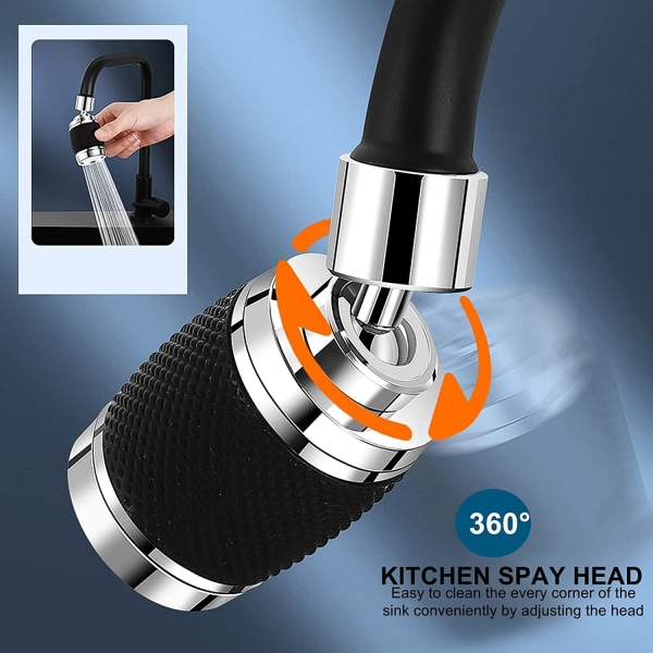 Med siltut, 360° svingbar kranforlenger for kjøkkenvask, 3 moduser kransprøytelufter forsterker krantilbehør.