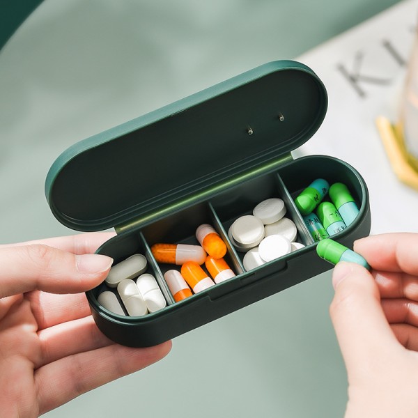 2 Pack bærbar Pocket Pill Box Dispenser, Fugtbestandig Sma