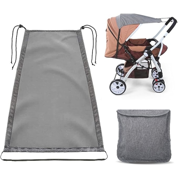 Dubbelriktad barnvagnssolskydd (grå), universal med UV-skydd