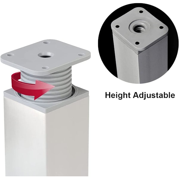 Justerbare møbelben, 4 stk. skabsben 50mm justerbar højde 0-20mm aluminiumslegering bordben til skrivebord, sofa og DIY møbler