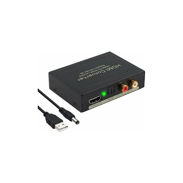 4K HDMI lydkonverter - Ekstraher digital lyd til analog - SPDIF/TOSLINK RCA V/H - High Definition Video Adapter for Blu-Ray DVD Xbox One og Plus