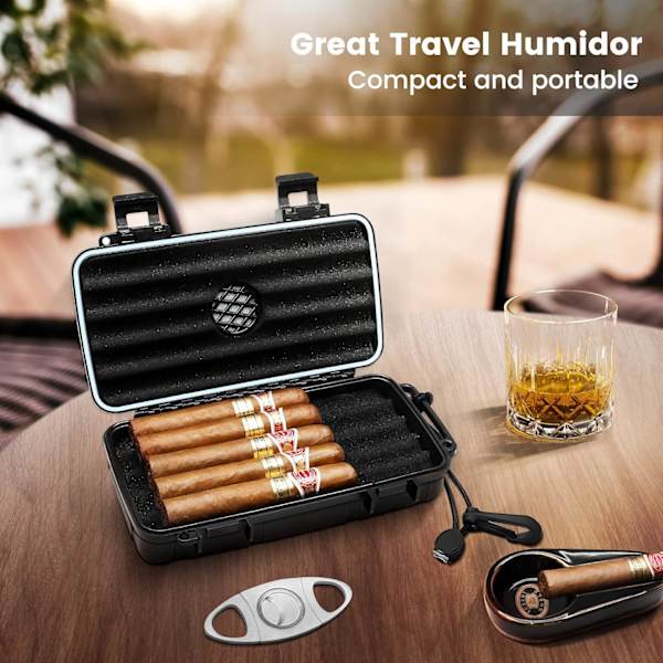 Reise sigarhumidor Bærbar sigarhumidor, vanntett, trykkbestandig og holdbar