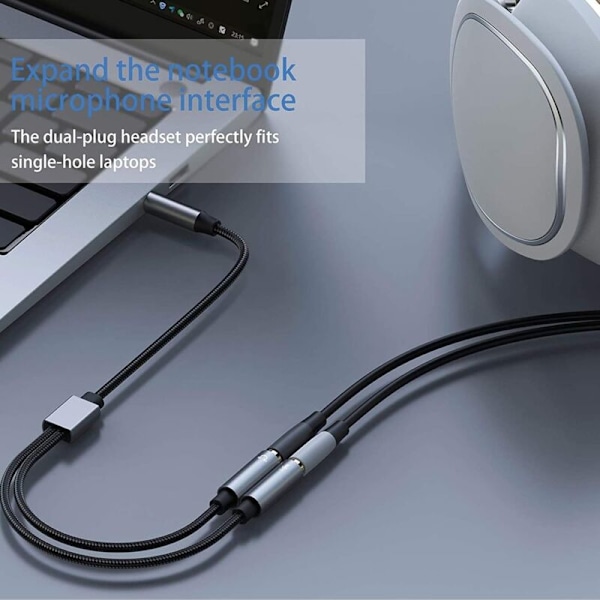SPLITTER JACK AUDIO 3,5mm Hane dubbel 3,5mm Hona Mikrofonhjälmkabel, Mikrofonhjälmadapter kompatibel med Gaminghörlurar, Telefon, PC, Surfplatta,