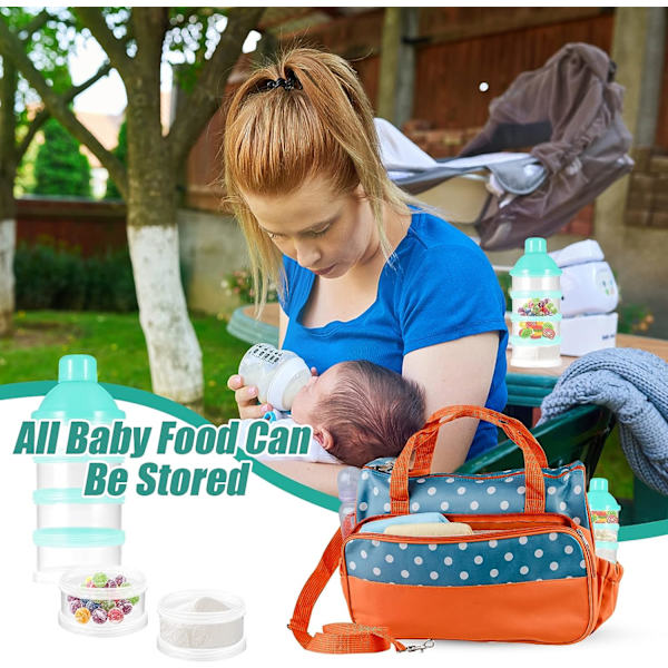 4-delad bärbar formuladispenser (grön), formuladispenser snackbox baby godisförvaringslåda