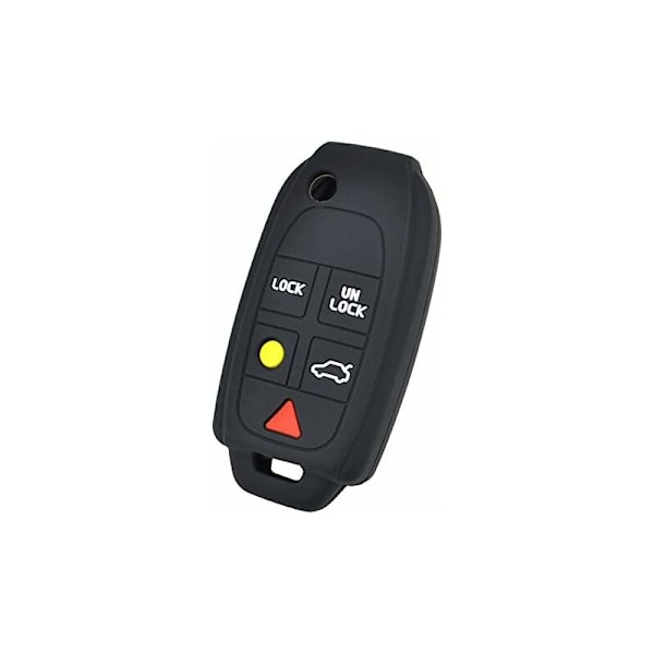 Avain Avain 5 Silikoninappia Volvo XC90 S80 XC70 S60 V70 -avaimeen viidellä napilla, avaimenperällä ja avaimenperärenkaalla.