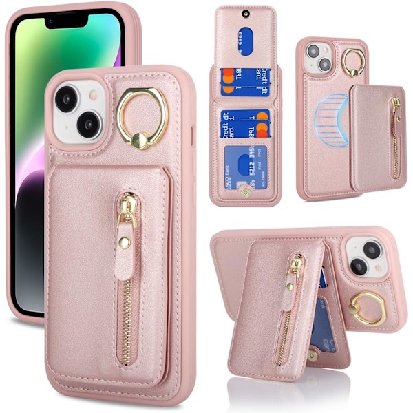 iPhone 13 Nahkakotelo - Ruusukulta