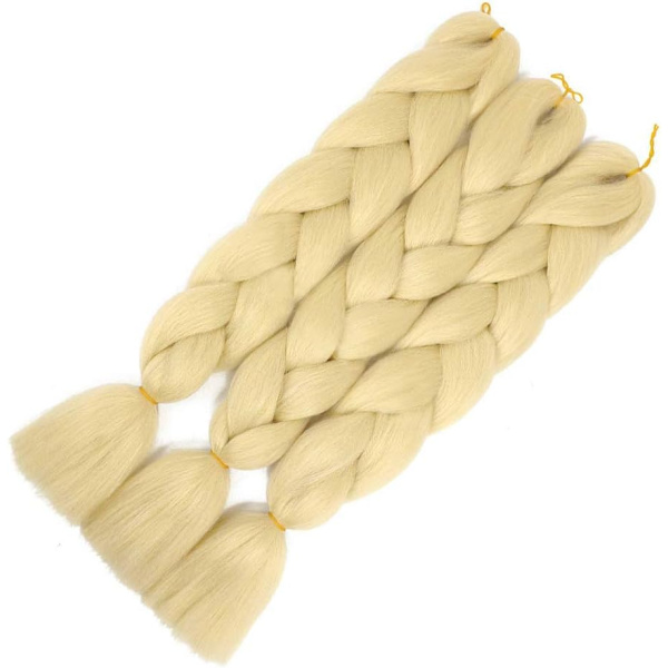 3-pack Syntetiskt Fläthår Yaki-Textur Lätt att Fläta Försträckt 24 Tum (Blond)