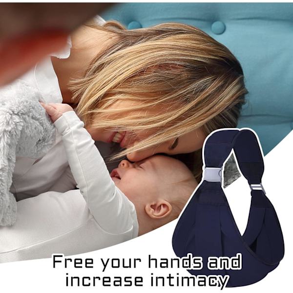 1 Baby Sling, Åndbar Baby Carrier, Bærbar Baby Carrier, Justerbar Skulderrem, Sikker og Blød, Egnet til at Bære Babyer (Marineblå)