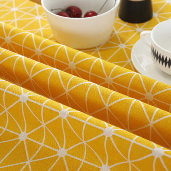 Nordisk rund dug i polyester bomuld, gul ris rund vikling 120cm - gul ris rund vikling 120cm