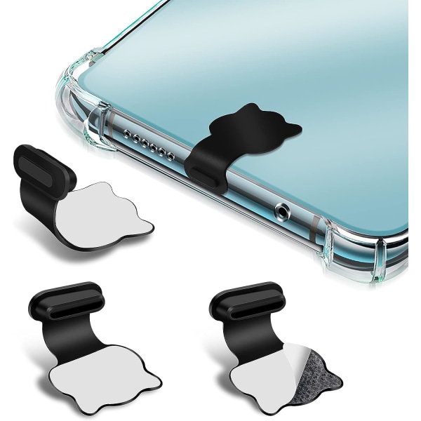 3-pack silikon Anti Cat-dammpluggar för USB C-port för mobil telefon