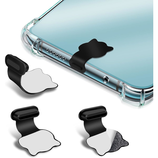 3-pak silikon anti-støvpropper for USB C-port for mobiltelefon og smarttelefon formet